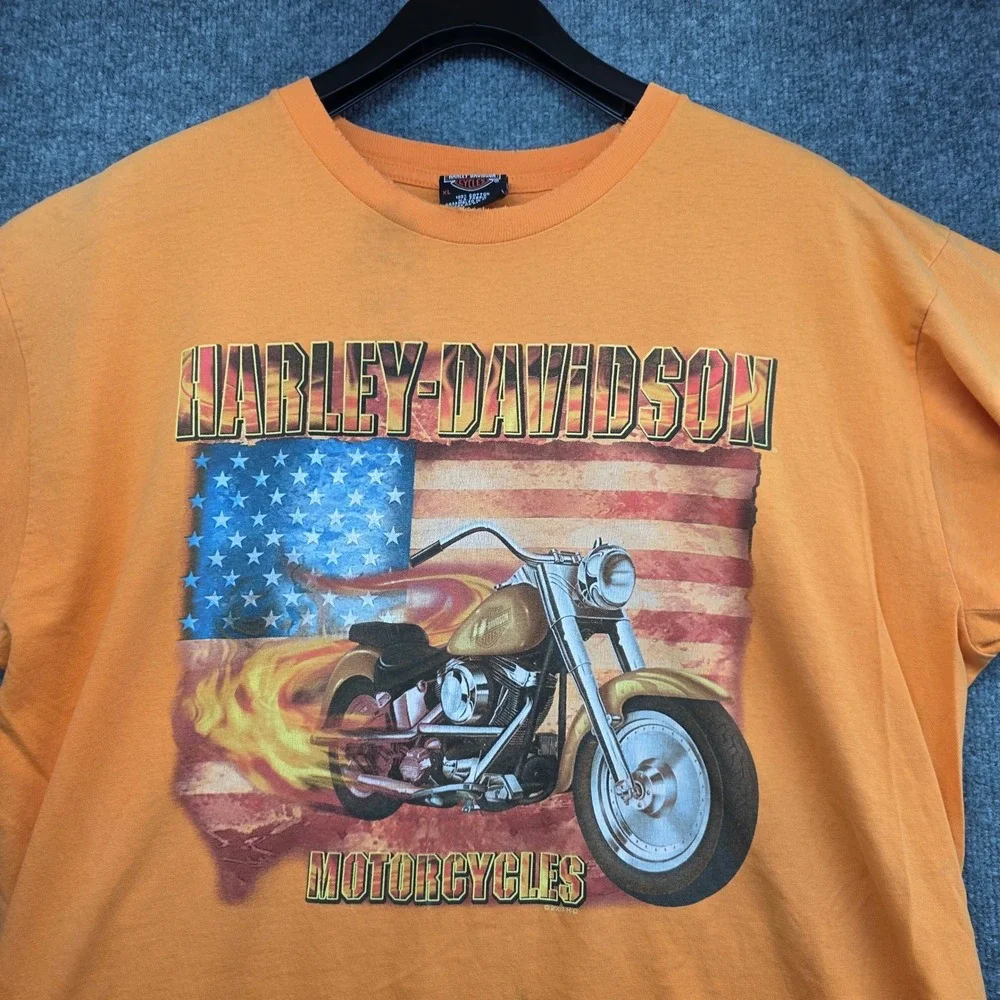 Harley-Davidson‎ Naples Florida Orange Graphic T-Shirt Mens XL Biker Americana